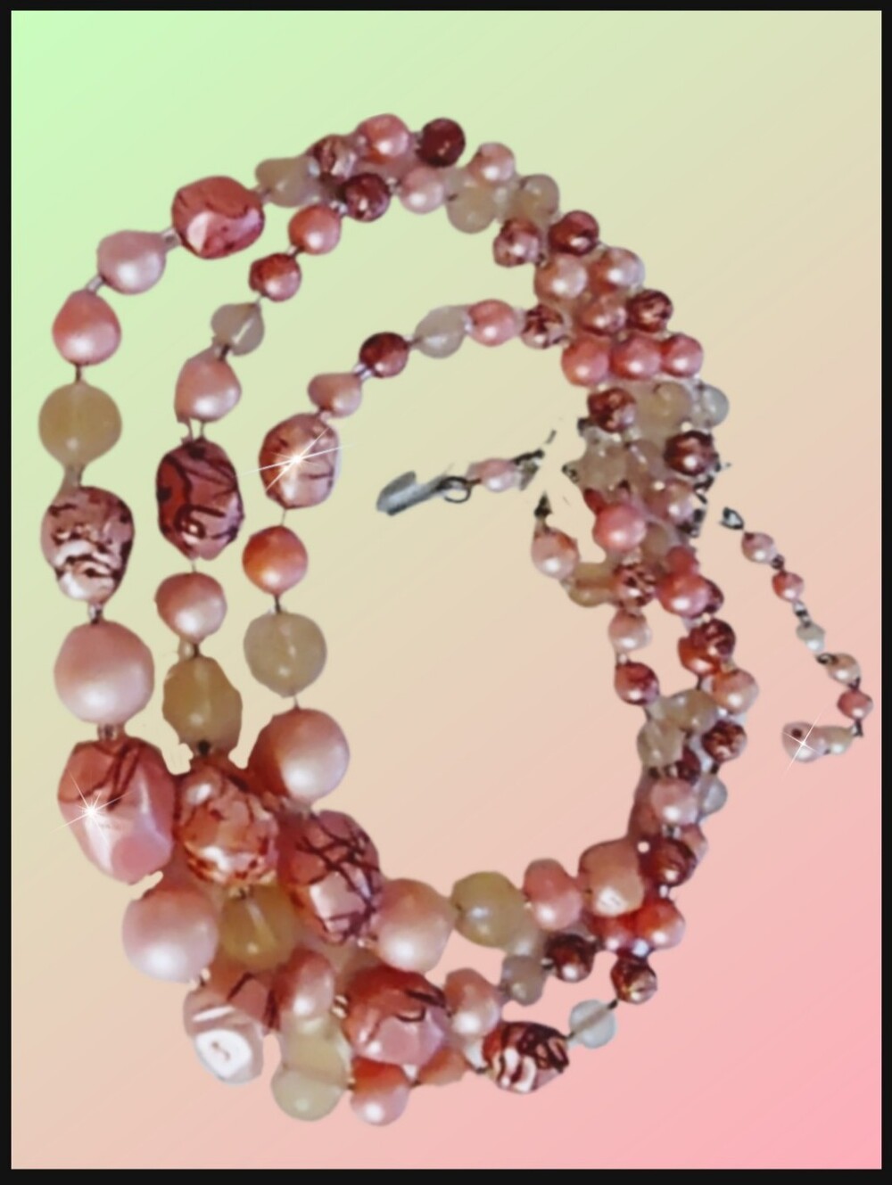 Multi-strand Vintage Pink Pearl Necklace Set